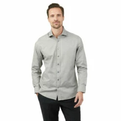 Jeff Banks Grey With Navy Dobby Shirt For Male