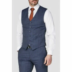 Jeff Banks Bold Check Super Slim Fit Brit Waistcoat For Male