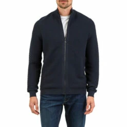 Jeff Banks Basketweave Zip Thru Knit For Male