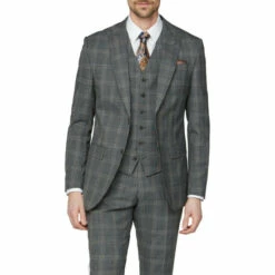 Jeff Banks Jaspe Check Wool Blend Regular Fit Suit Jacket For Male