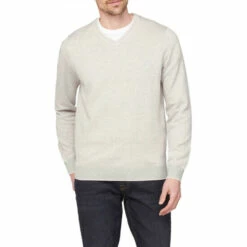 Jeff Banks Basket Stitch Tipped V-Neck Cotton Jumper For Male -Jeff Banks Online Shop unnamed file 1790