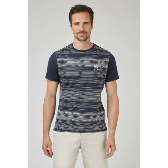 Jeff Banks Fine Stripe Printed Crew Tee For Male 1 Jeff Banks Fine Stripe Printed Crew Tee For Male